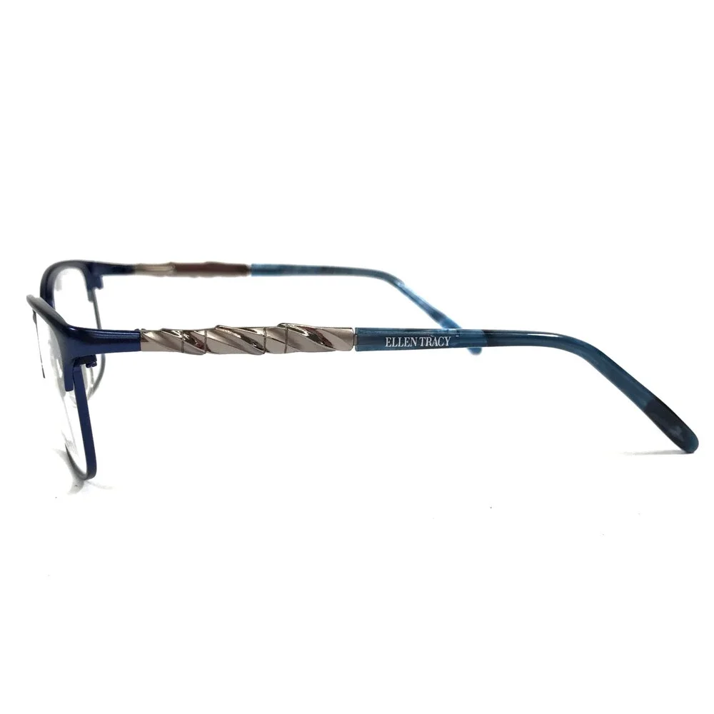 Ellen Tracy Petite Eyeglasses Frames SHIMA NAVY Blue Silver Cat Eye 49-16-125